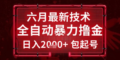 六月*技术全自动*撸金，稳定日入2k+包起号，长期稳定【揭秘】