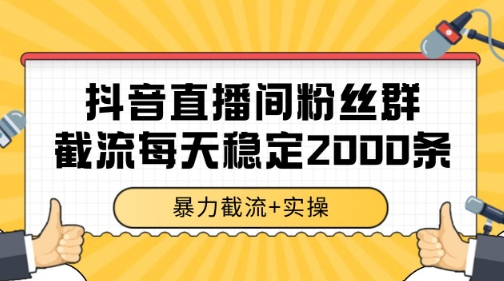 抖音直播间粉丝群*截流，一台电脑每天稳定2000条数据【揭秘】