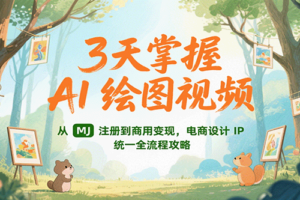 3天掌握AI绘图视频，从MJ 注册到商用变现，电商设计IP统一全流程攻略-麦资源网