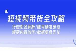 短视频带货全攻略，行业机会解析/账号精准定位/爆款内容创作/数据复盘优化-麦资源网