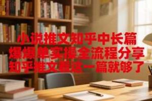 小说推文知乎中长篇爆单实操全流程分享，知乎推文看这一篇就够了-麦资源网