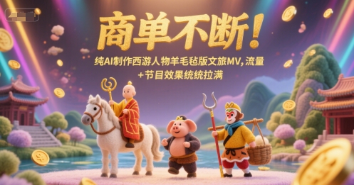 商单不断！纯AI制作*人物羊毛毡版文旅MV，流量+节目效果统统拉满