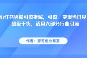 小红书男粉引流，超级干货，引流变现当日见效-麦资源网
