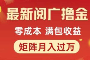 最新阅广撸金项目，零成本满包收益，可矩阵操作，月入过1W【揭秘】-麦资源网