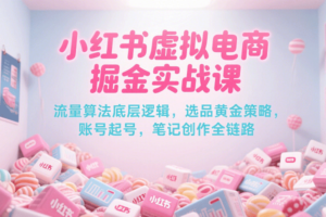 小红书虚拟电商掘金实战课，流量算法底层逻辑，选品黄金策略， 起号，笔记创作全链路-麦资源网