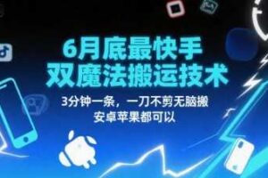6月底最新快手双魔法搬运技术，3分钟一条，一刀不剪无脑搬，安卓苹果都可以-麦资源网