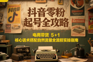 抖音零粉起号全攻略：电商带货 5+1 核心话术搭配自然流量全流程实操指南-麦资源网