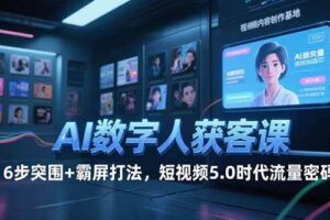 （15247期）AI数字人获客课，6步突围+霸屏打法，短视频5.0时代流量密码-麦资源网