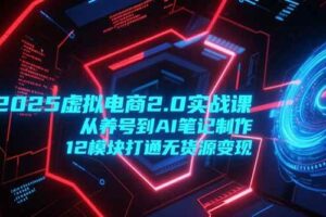 （15206期）2025虚拟电商2.0实战课，从养号到AI笔记制作，12模块打通无货源变现-麦资源网