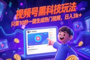 视频号黑科技玩法，只需10秒一键生成热门视频，日入3k+【揭秘】-麦资源网