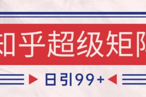 知乎超级矩阵玩法引流高质量精准粉SEO覆盖 日变现4000+-麦资源网