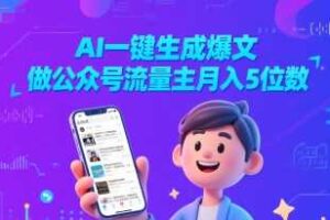 AI一键生成爆文,做公众号流量主月入5位数-麦资源网