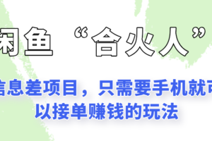 闲鱼“合火人”玩法，一个只需要手机就能赚钱的小项目-麦资源网