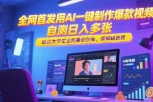 全网首发用AI一键制作爆款视频，自测日入多张，适合大学生宝妈兼职创业，保姆级教程-麦资源网