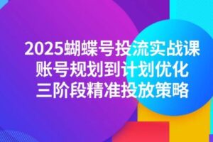 （14987期）2025蝴蝶号投流实战课，账号规划到计划优化，三阶段精准投放策略-麦资源网