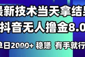 2025六月最新抖音无人撸金8.0.最新技术当天拿结果，单日1k+ 有手就行【揭秘】-麦资源网