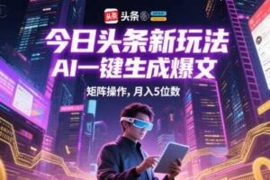 今日头条新玩法，AI一键生成爆文，矩阵操作，月入5位数-麦资源网