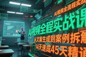 （15172期）AI视频全流程实战课，从文案生成到案例拆解，14天速成45天精通-麦资源网