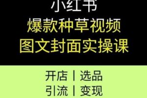 小红书爆款种草视频图文封面实操课，开店、选品、引流、变现全流程-麦资源网