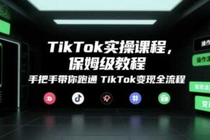 TikTok实操课程，保姆级教程，手把手带你跑通TikTok变现全流程-麦资源网