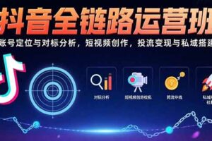 （15525期）抖音全链路运营班：账号定位与对标分析，短视频创作，投流变现与私域搭建-麦资源网