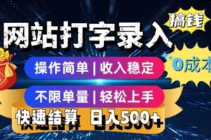 网站打字录入搞钱，0成本，操作简单，收入稳定，不限单量，轻松上手，快速结算，日入5张【揭秘】-麦资源网