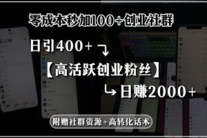 （15456期）零成本秒加100+创业社群，日引400+高活跃创业粉丝，日赚2000+，附赠社…-麦资源网