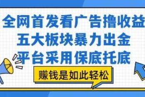 全网首发看广告撸收益，五大板块暴力出金，平台采用保底托底，挣钱是如此轻松作【揭秘】-麦资源网