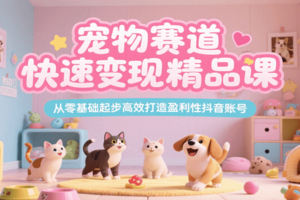 宠物赛道快速变现精品课,从零基础起步高效打造盈利性抖音账号-麦资源网