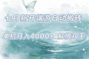 (15435期)7月新开端游自动搬砖项目,单机稳定月入4000+纯自动项目,上车即吃肉。-麦资源网