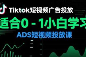 Tiktok短视频广告投放，适合0-1小白学习ADS短视频投放课-麦资源网