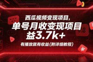 西瓜视频变现项目，单号月收益3.7k+，有播放就有收益(附详细教程)-麦资源网