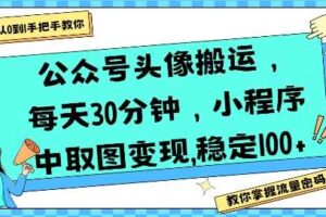 公众号头像搬运，每天30分钟，小程序中取图变现稳定100+-麦资源网