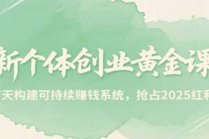 新个体创业黄金课，7天构建可持续赚钱系统，抢占2025红利-麦资源网