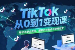 （15346期）TikTok从0到1变现课，账号注册全流程，爆款内容制作与矩阵运营-麦资源网