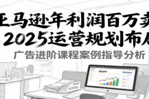 亚马逊年利润百万卖家2025运营规划布局，广告进阶课程案例指导分析-麦资源网