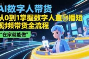 AI数字人带货，从0到1掌握数字人直播短视频带货全流程，在家就能做-麦资源网