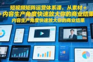 短视频矩阵运营体系课，从素材+内容生产角度快速放大你的商业结果-麦资源网