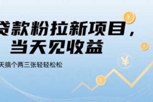 贷款粉拉新项目，当天见收益，一天搞个两三张轻轻松松【揭秘】-麦资源网