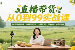 直播带货从0到99实战课，账号基础搭建，直播间运营，流量起号，付费推广完整链路-麦资源网