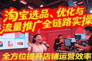 淘宝选品、优化与流量推广全链路实操，全面提升店铺运营效率-麦资源网