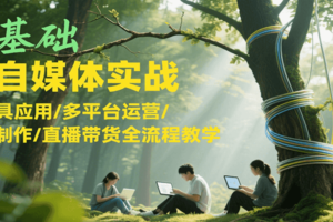零基础AI自媒体实战，AI工具应用/多平台运营/内容制作/直播带货全流程教学-麦资源网
