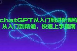 chatGPT从入门到进阶课程,从入门到精通,快速上手指南-麦资源网