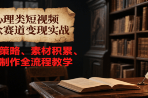 心理类短视频小众赛道变现实战，选题策略、素材积累、视频制作全流程教学-麦资源网