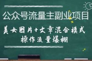 公众号流量主副业项目,美女图片+文章混合模式操作流量爆棚-麦资源网