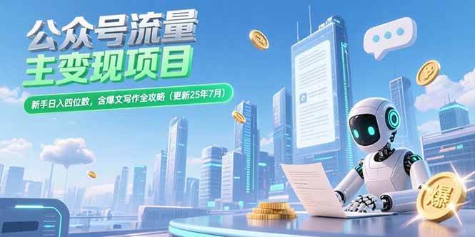 图片[1]-（15412期）公众号流量主变现项目，新手日入四位数，含爆文写作全攻略(更新25年7月)