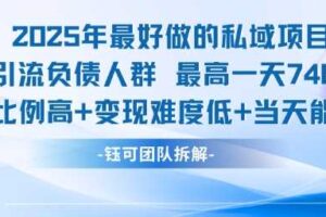 2025年最好做的私域项目，引流负债人群，最高一天变现7.4k，人群占比高，变现难度低，当天就能见到钱-麦资源网