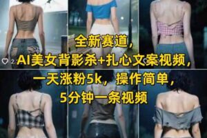 全新赛道，AI美女背影杀+扎心文案视频，一天涨粉5k，操作简单，5分钟一条视频-麦资源网