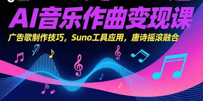 图片[1]-（15370期）AI音乐作曲变现课，广告歌制作技巧，Suno工具应用，唐诗摇滚融合