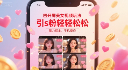 四开屏*玩法，引s粉轻轻松松，*掘金，手机操作【揭秘】